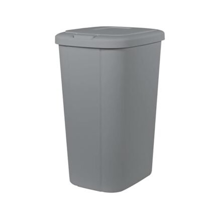 13 Gallon Kitchen Trash Can with Lid, Heavy-Duty Plastic Garbage Bin, Odor-Proof & Leak-Proof Design for Home, Office, or Bathroom (Gray).