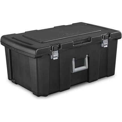 lockable storage box,Heavy Duty Storage bins with lid, 16 Gallon Portable Plastic Storage Container with Handles for garage/trunk/Dorms and Apartments/Camping