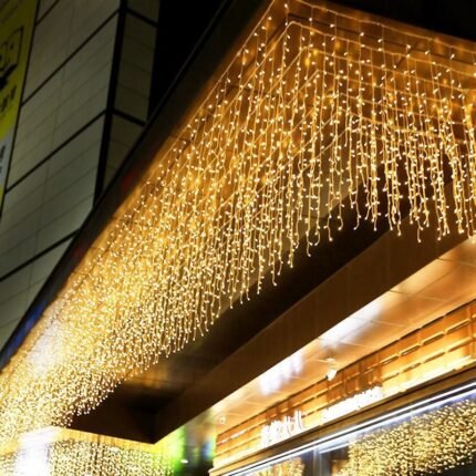 Duckkoko 400 LED Outdoor Curtain Lights String Lights Ceremony Birthday Christmas Balcony Roof Decorations