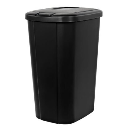 Odor-Proof & Leak-Proof Design for Home, Office, or Bathroom (Black), 13 Gallon Kitchen Trash Can with Lid, Heavy-Duty Plastic Garbage Bin.